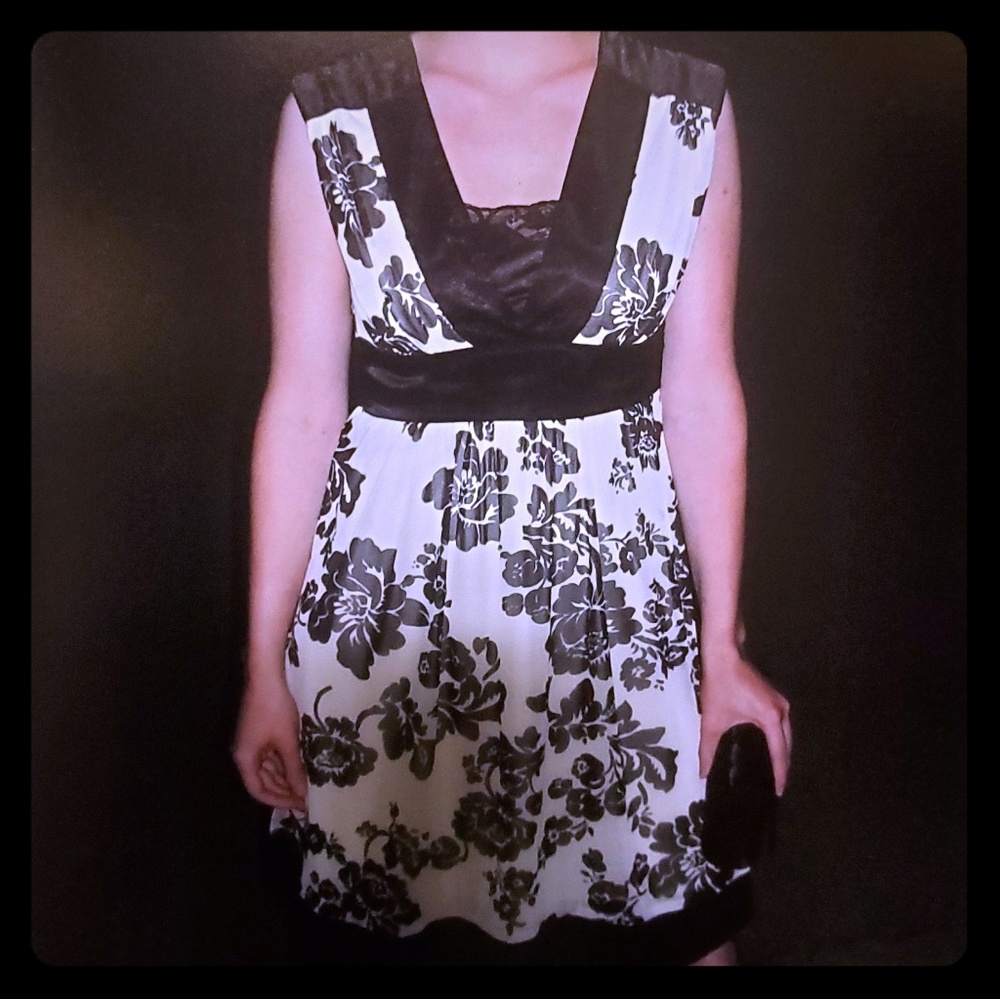 Black and white floral dress